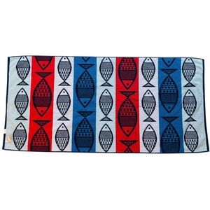 LOFT Navy and Red & White Fish Patterned Youth Beach Towel Size 28x57